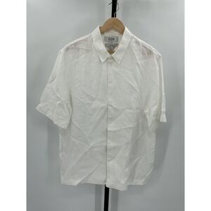 COS Women's Linen Short-Sleeved Shirt White Sleeved Top XL